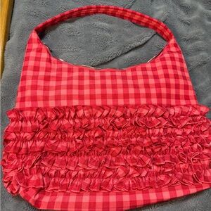 BAGGU Red Checkered Shoulder Bag